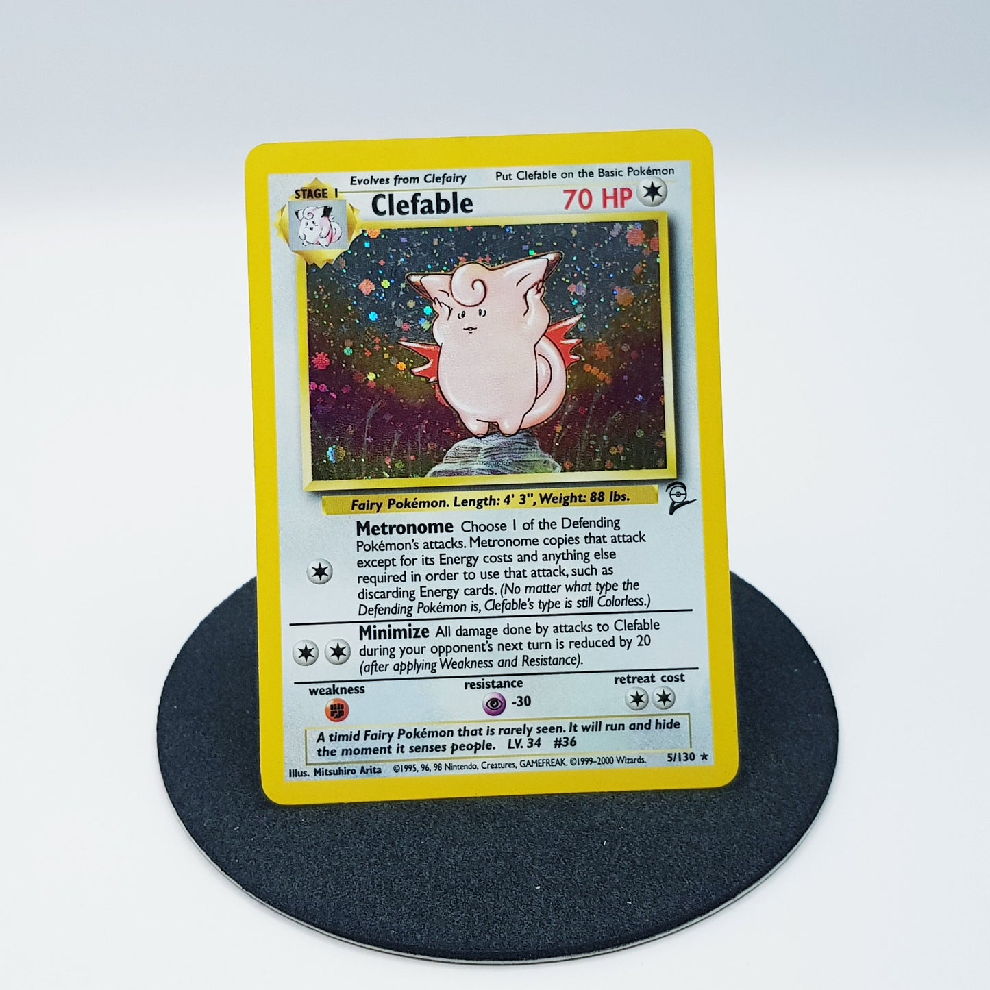 Pokemon Card Clefable 5/130 rare holo Base Set 2 2000 EN Near Mint