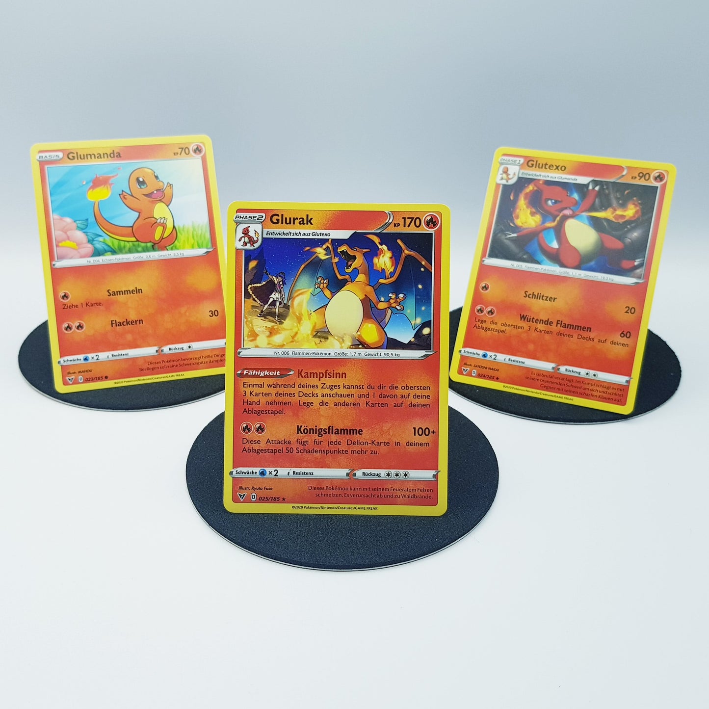 Glumanda 023/185 Glutexo 024/185 Glurak 025/185 rare - Schwert & Schild - Farbenschock 2020 - DE - Pokemon