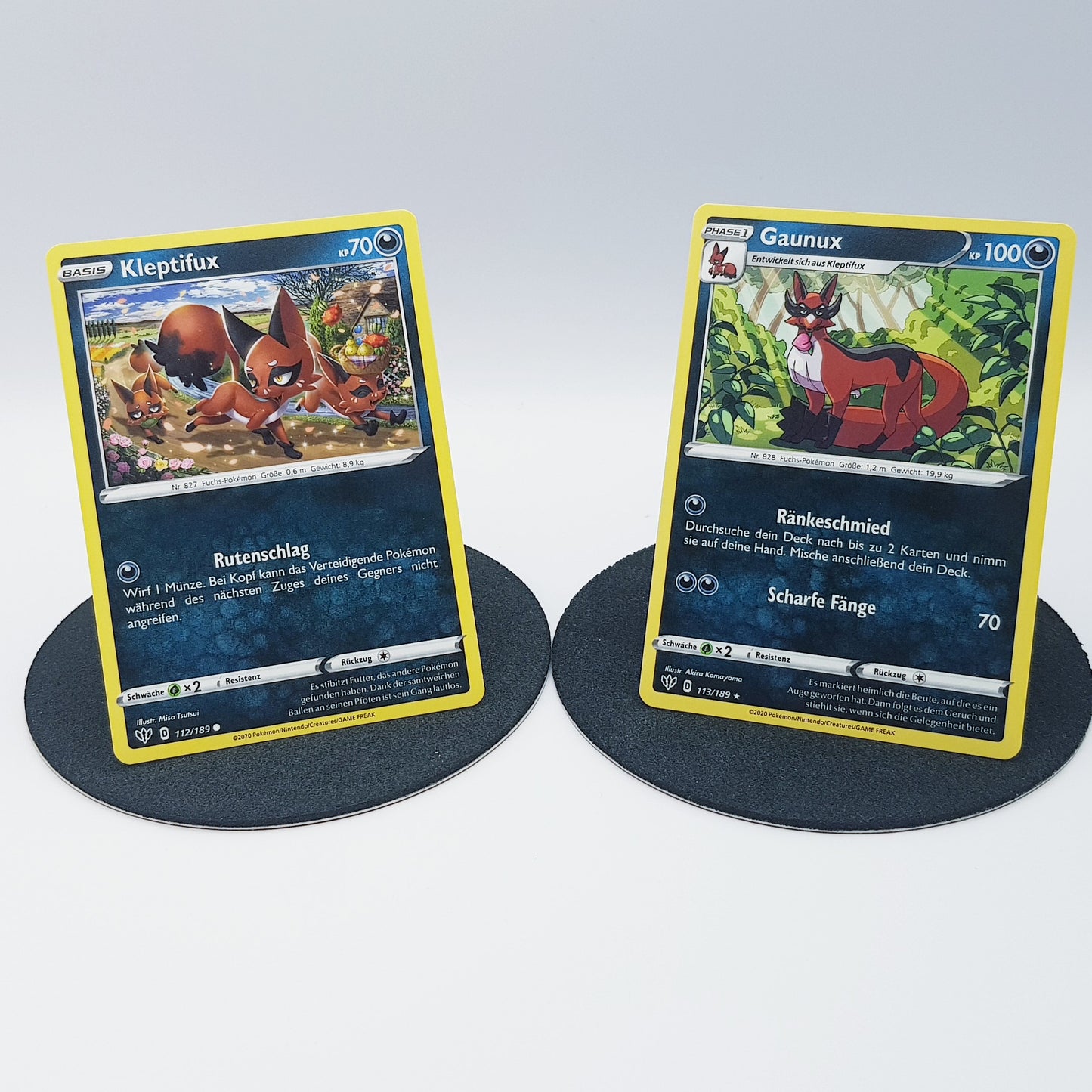 Kleptifux 112/189 & Gaunux 113/189 rare - Schwert & Schild - Flammende Finsternis 2020 - DE - Pokemon