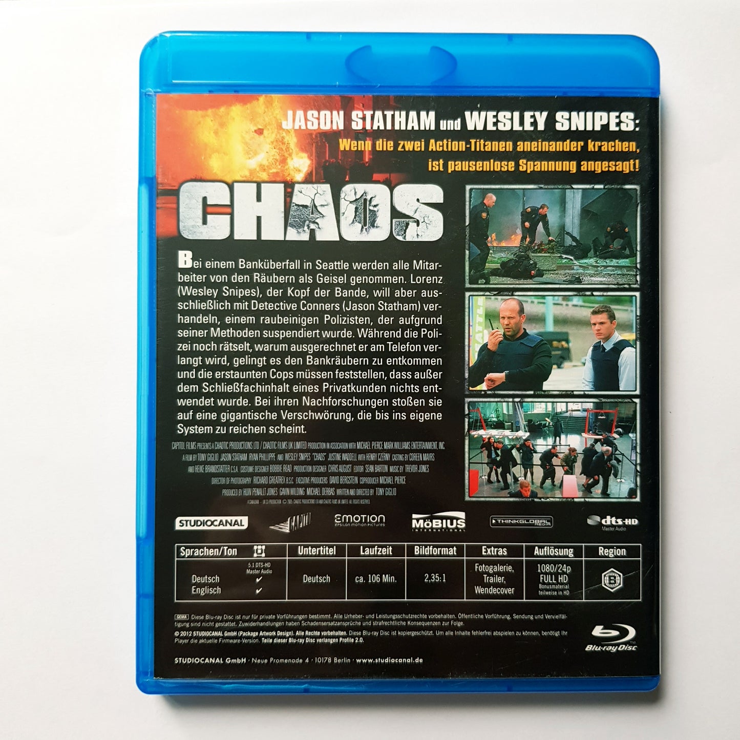 Chaos - Jason Statham & Wesley Snipes - Blu Ray Zustand sehr gut