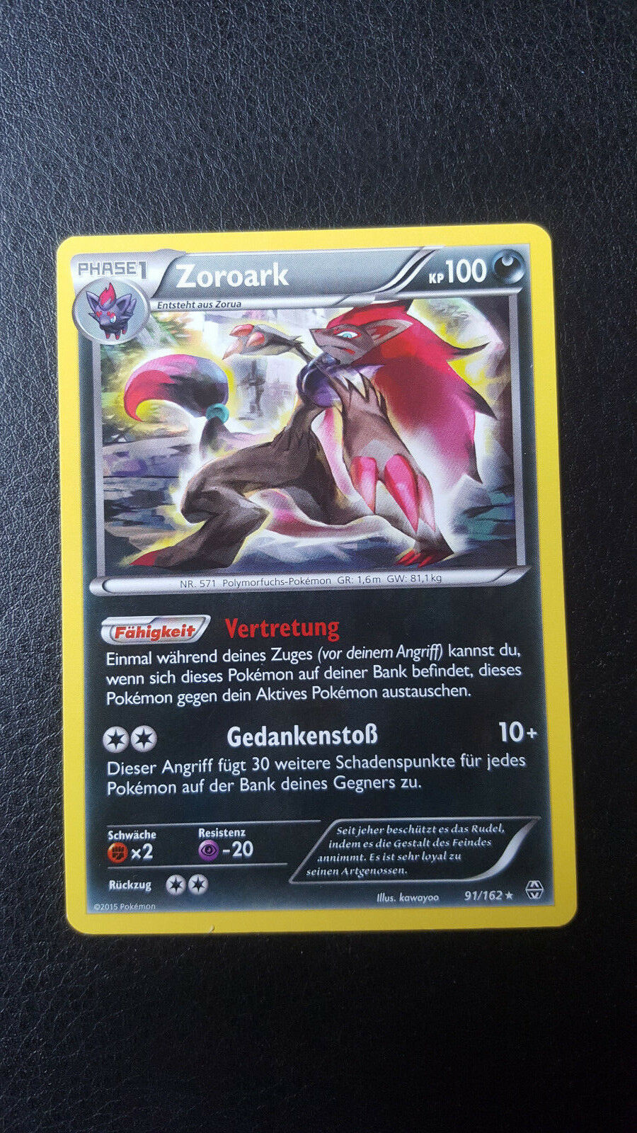 Pokemon Zoroark deutsch 91/162 selten rare *sehr gut / near mint*