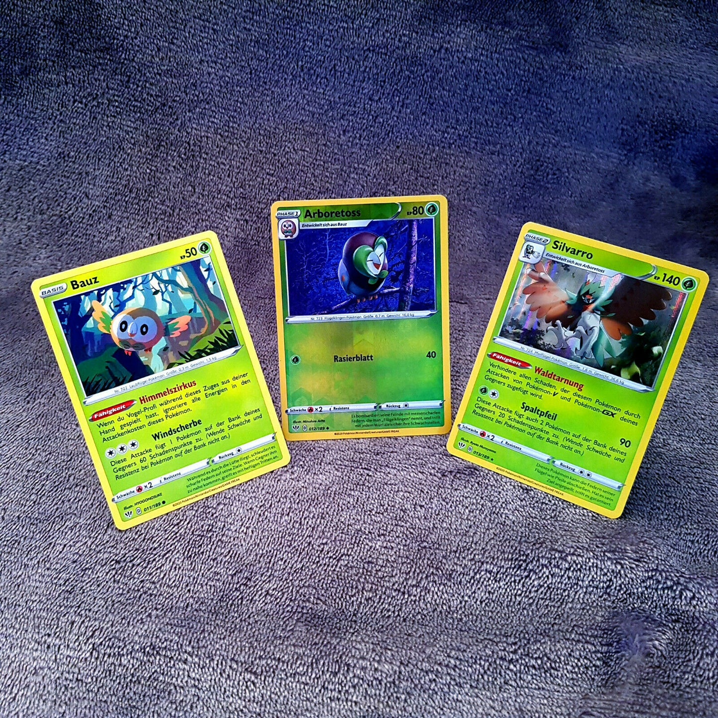 Pokemon - Bauz 11/189 & Arboretoss 12/189 & Silvarro 13/189 - HOLO MINT