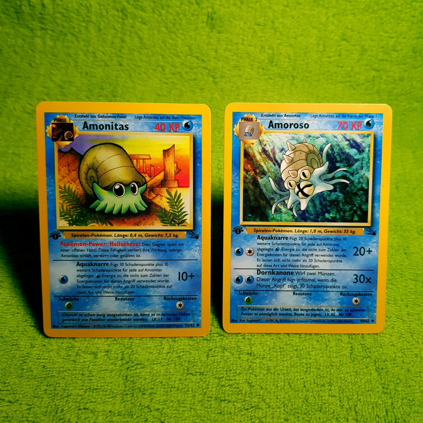 Pokemon - Amonitas 52/62 Amoroso 40/62 - 1. Edition - NM - Near Mint
