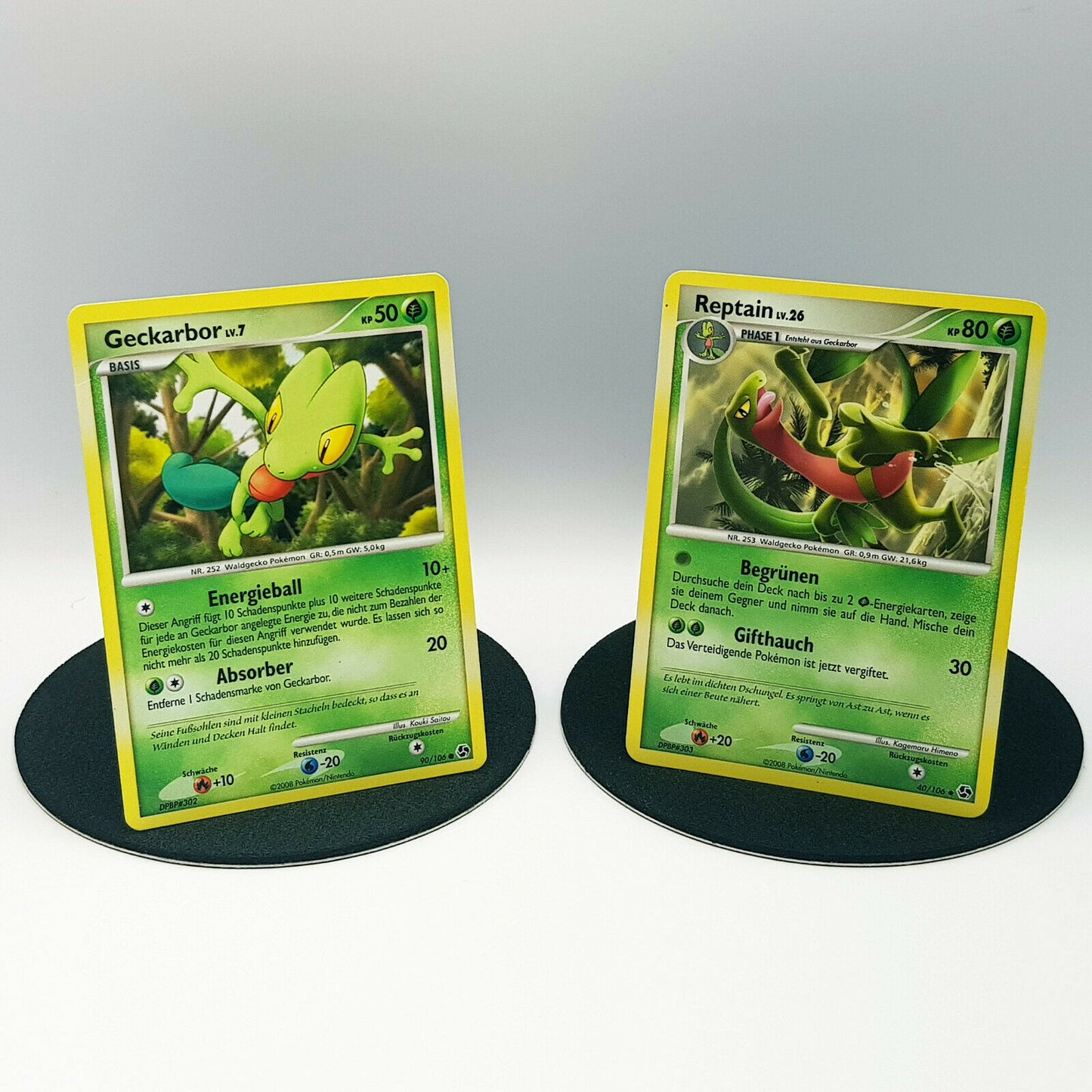 Pokemon Karten Geckarbor 90/106 Reptain 40/106 Diamant & Perl 2008 DE