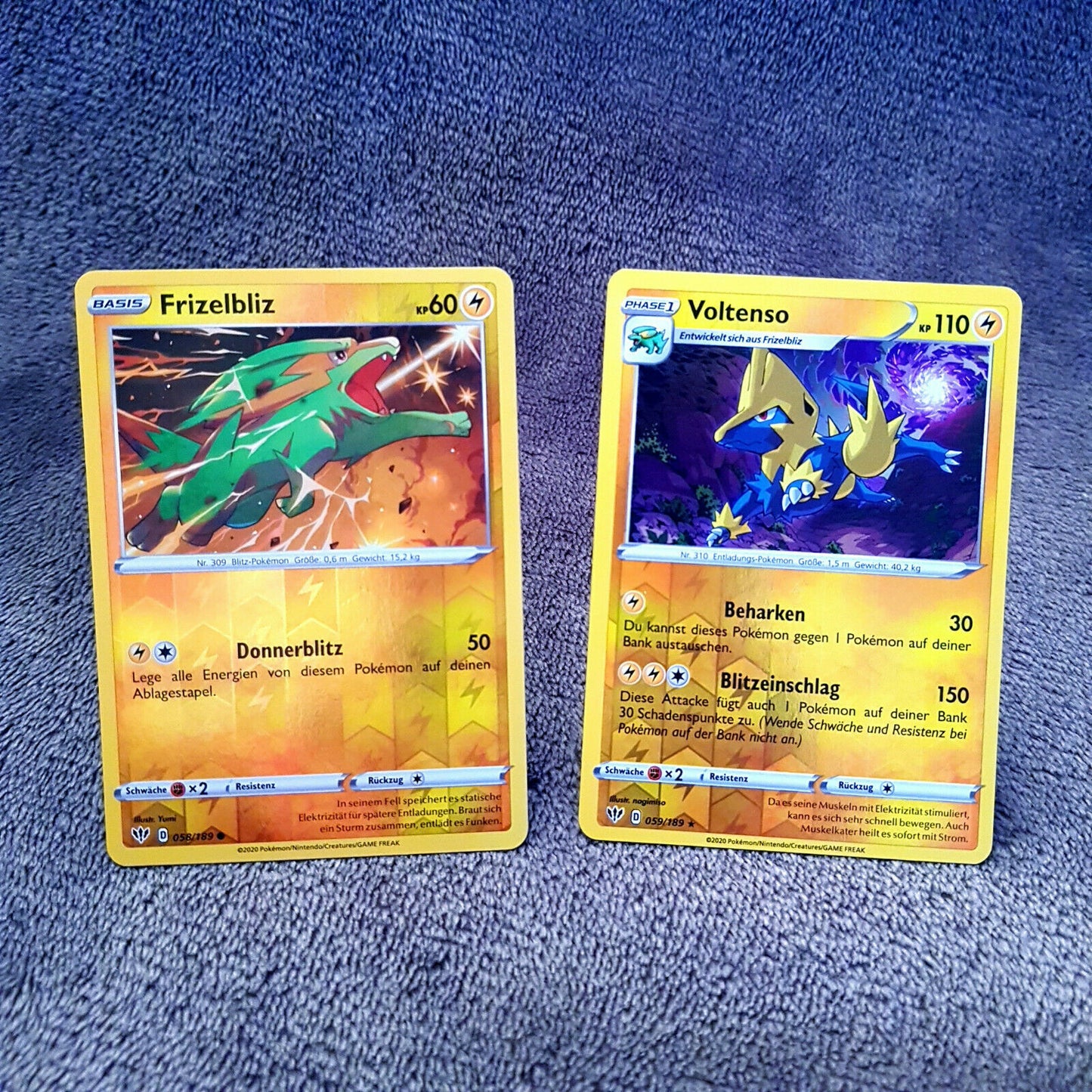 Pokemon - Frizelbliz 58/189 & Voltenso 59/189 - 2020 - HOLO MINT
