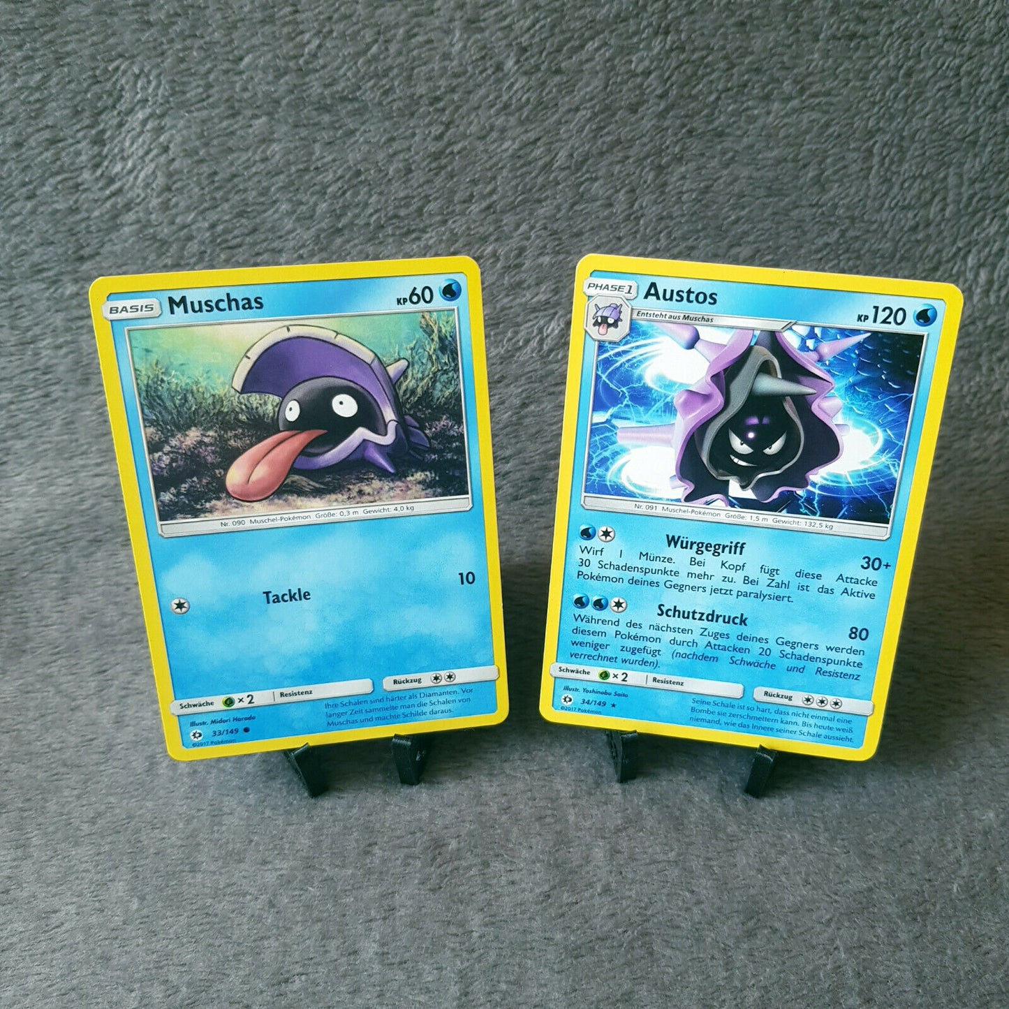 Pokemon - Muschas 33/149 & Austos 34/149 - Sonne & Mond 2017 - NEAR MINT