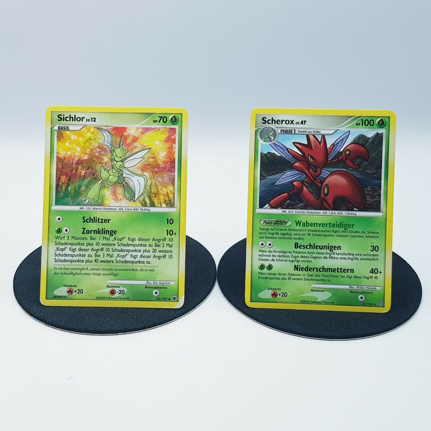Pokemon Karten Sichlor 46/100 Diamant & Pearl 2008 Scherox 25/100 Sturmtief 2009