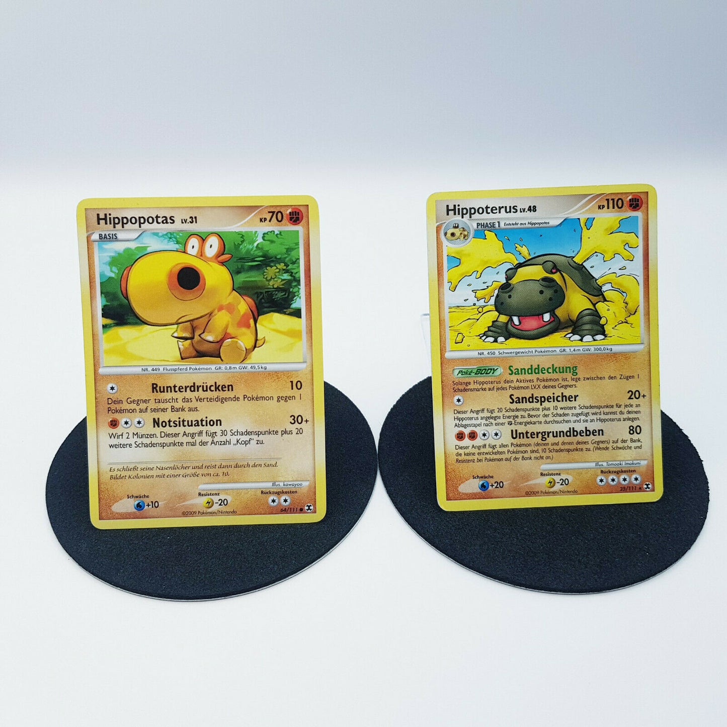 Pokemon Card Hippopotas 64/111 Hippoterus 25/111 Platin Aufstieg d. Rivalen 2009