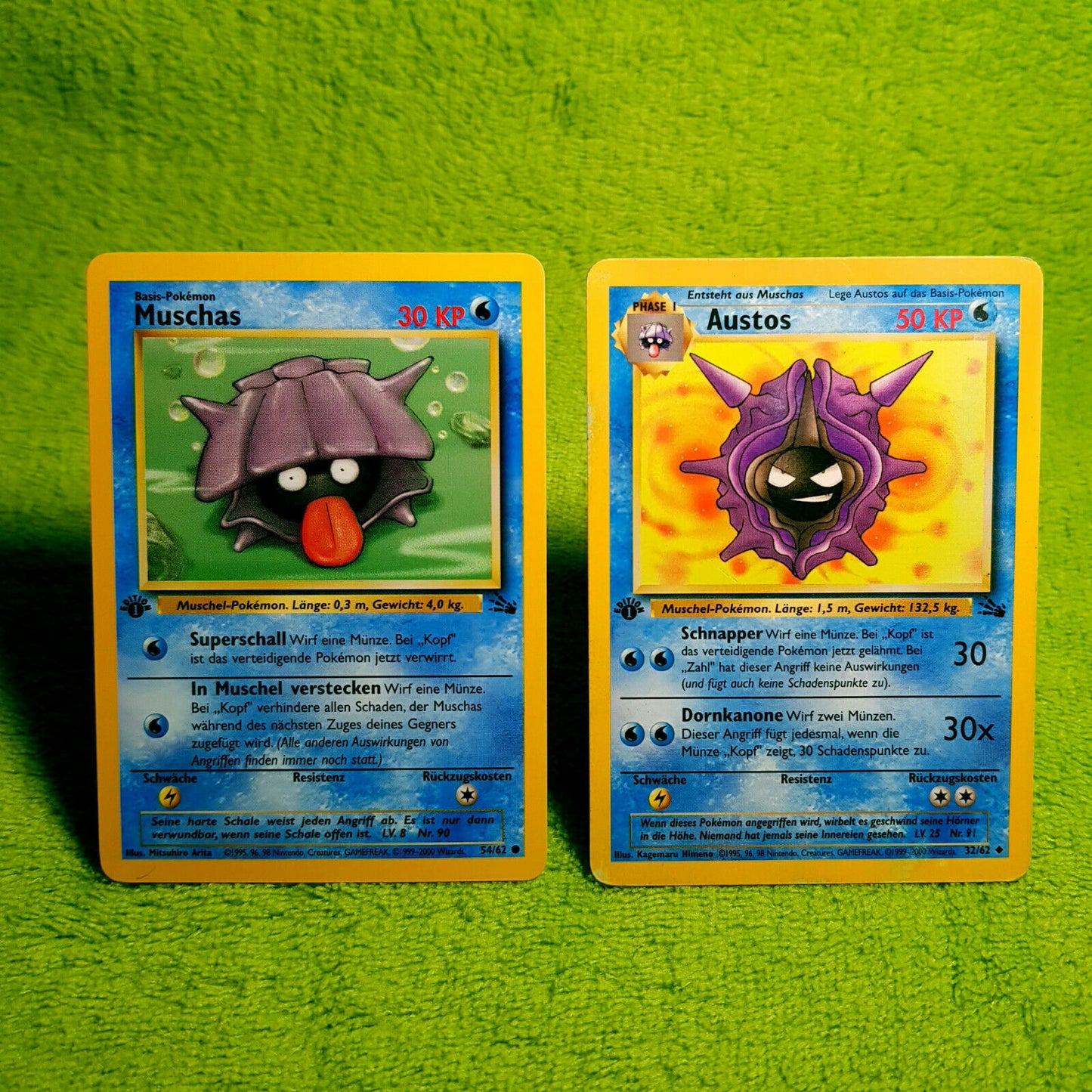 Pokemon - Muschas 54/62 Austos 33/62 - 1. Edition - NM Near Mint