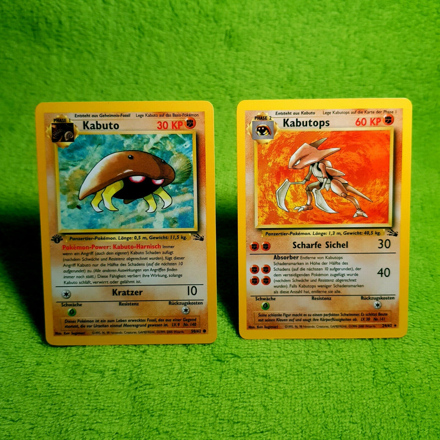 Pokemon - Kabuto 50/62 Kabutops 24/62 - 1. Edition - Mint