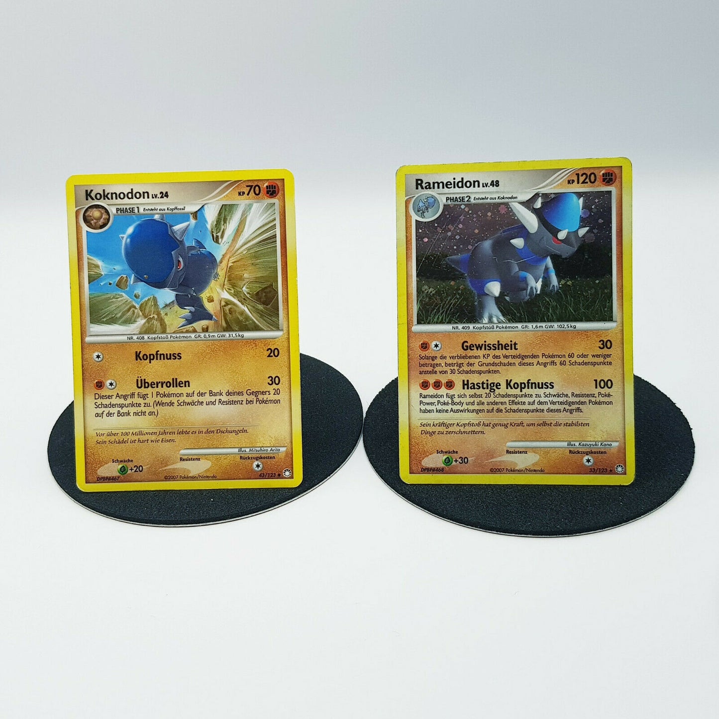 Pokemon Cards Koknodon 43/123 Rameidon 33/123 holo Diamant & Perl 2007 Near Mint