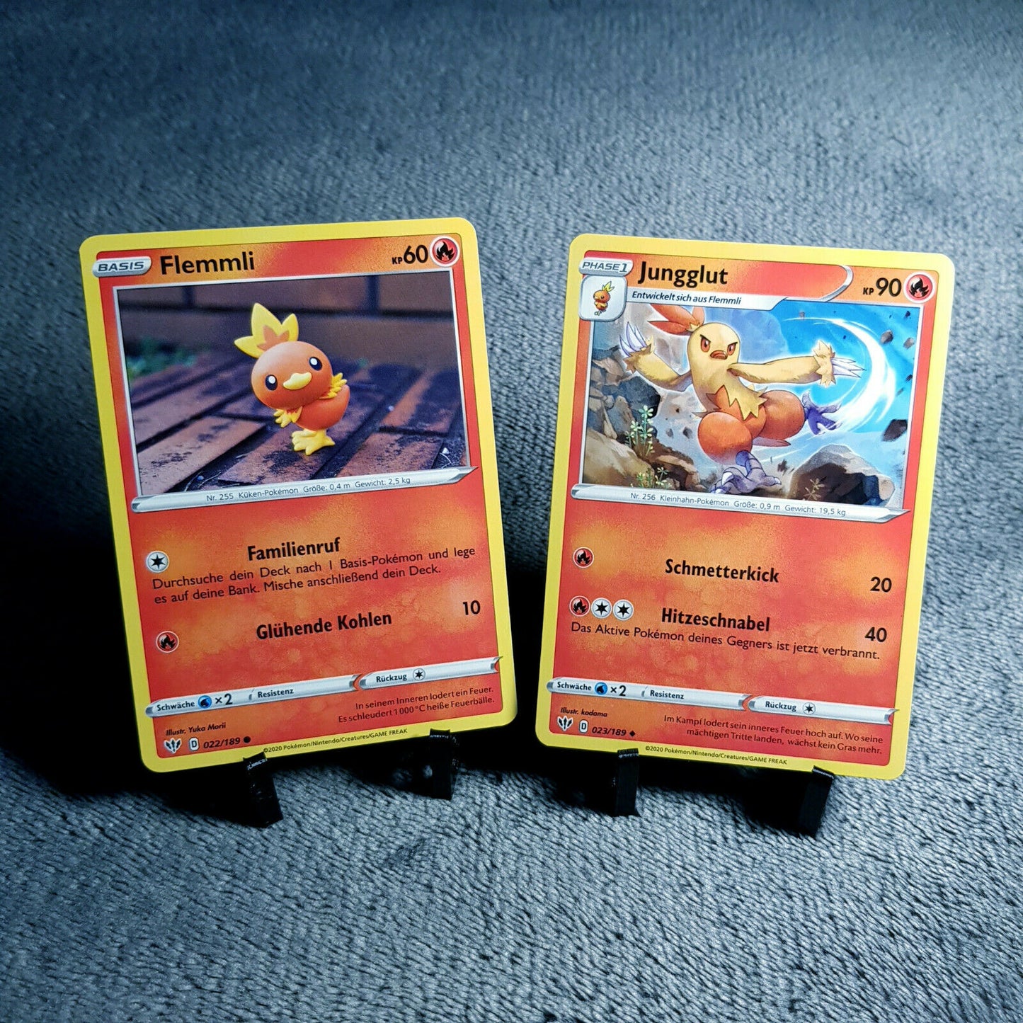 Pokemon Karten | Flemmli 22/189 & Jungglut 23/189 | Mint | PSA