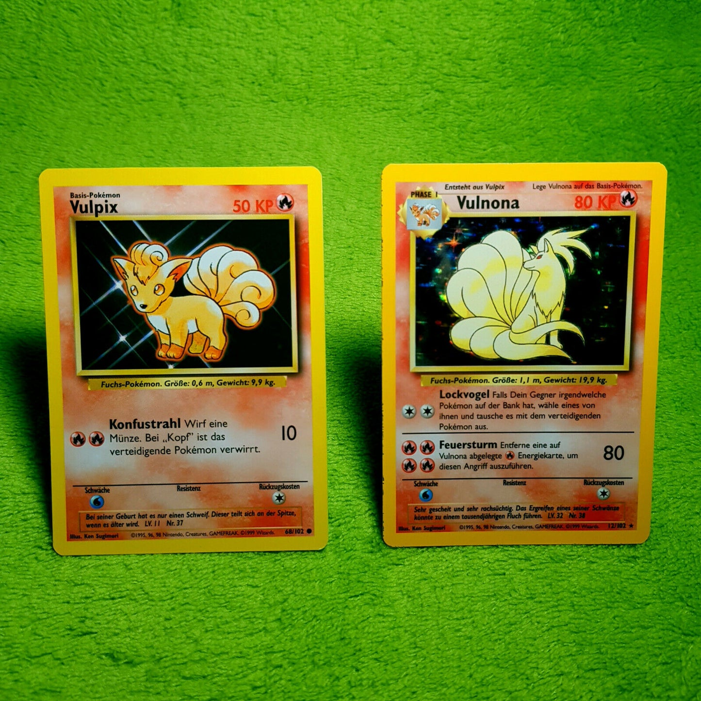 Pokemon - Vulpix 68/102 & Vulnona 12/102 rare holo - Base Set (1999) Near Mint