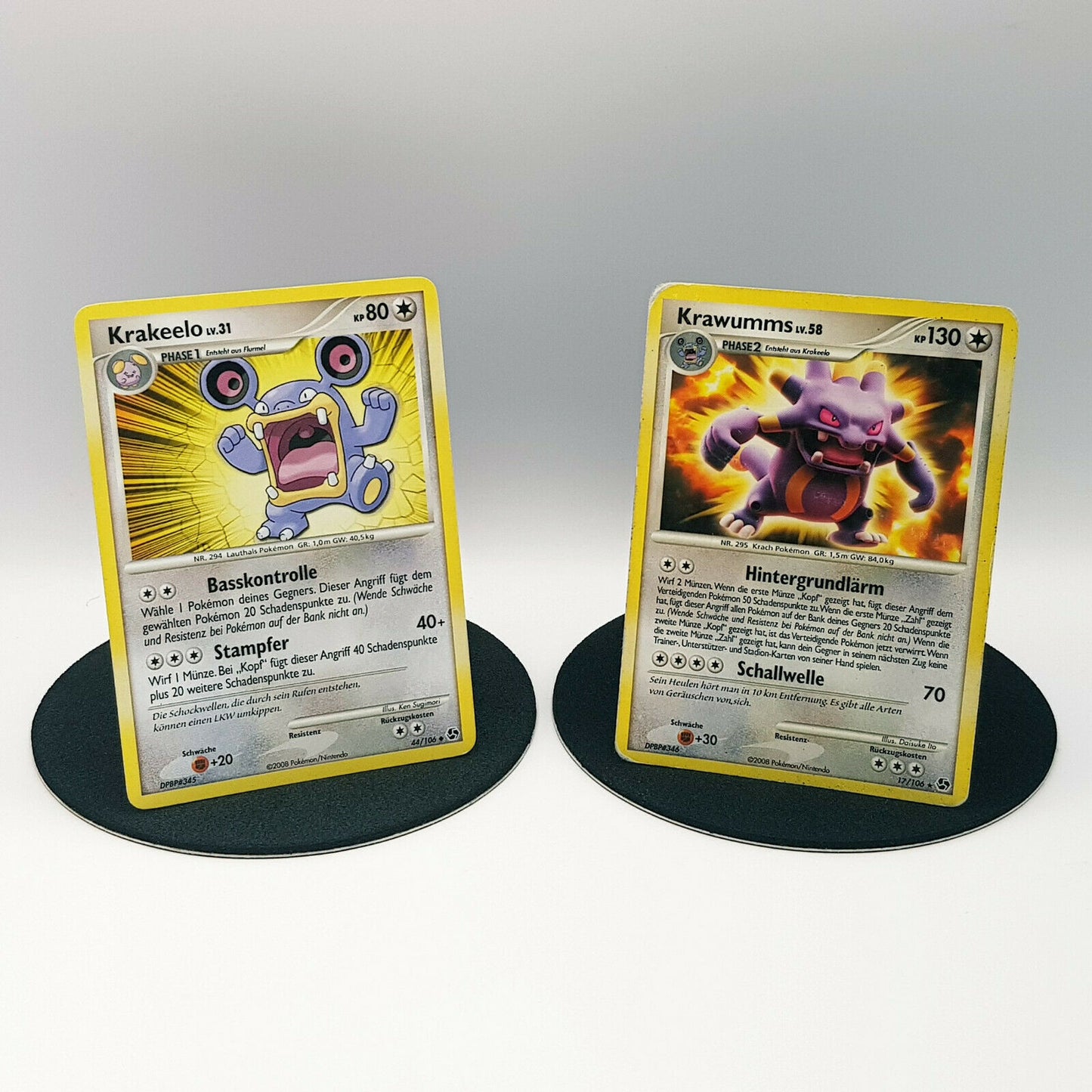 Pokemon Karten Krakeelo 44/106 Krawumms 17/106 rare Diamant & Perl 2008 DE