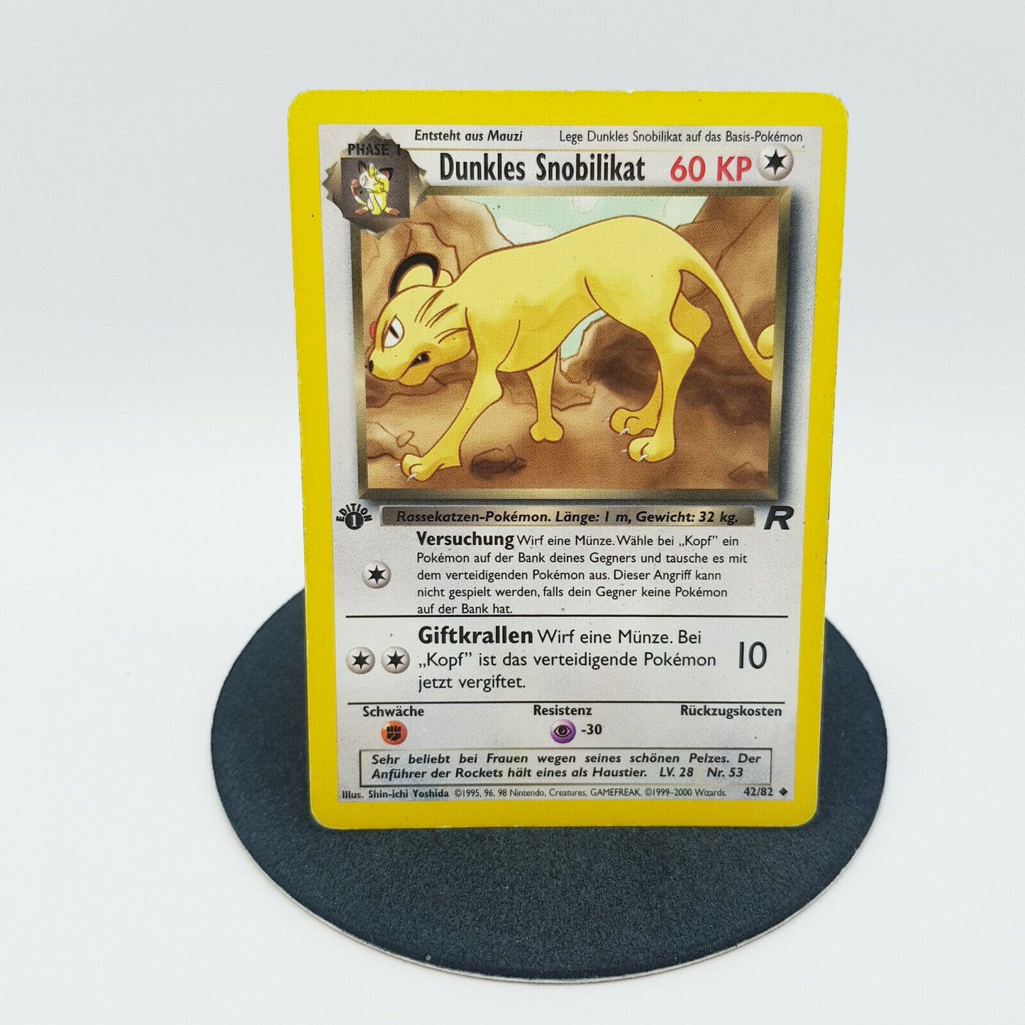 Pokemon Karte - Dunkles Snobilikat 42/82 1. Edition Team Rocket 2000