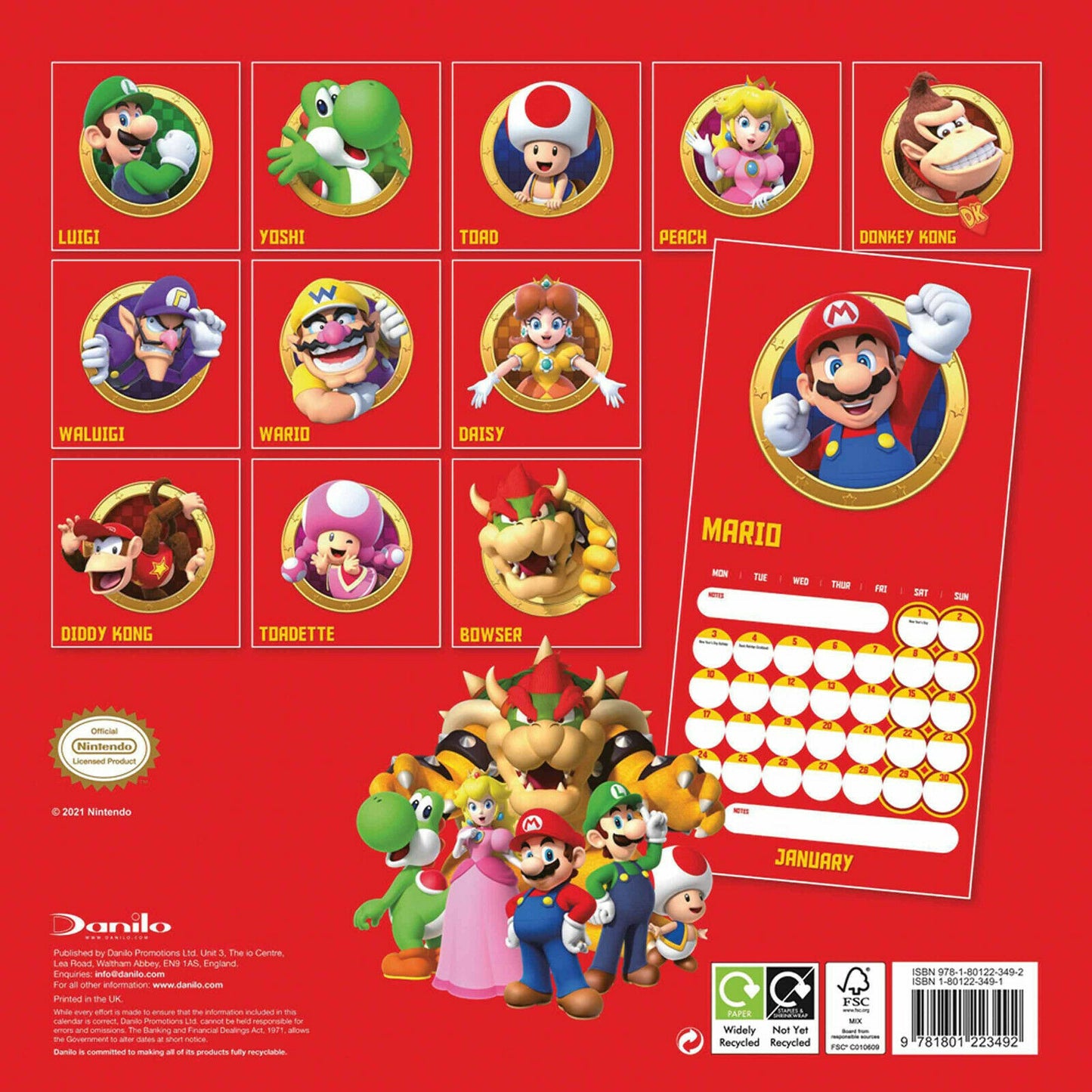 Super Mario Wandkalender / Kalender für Kinder 2022