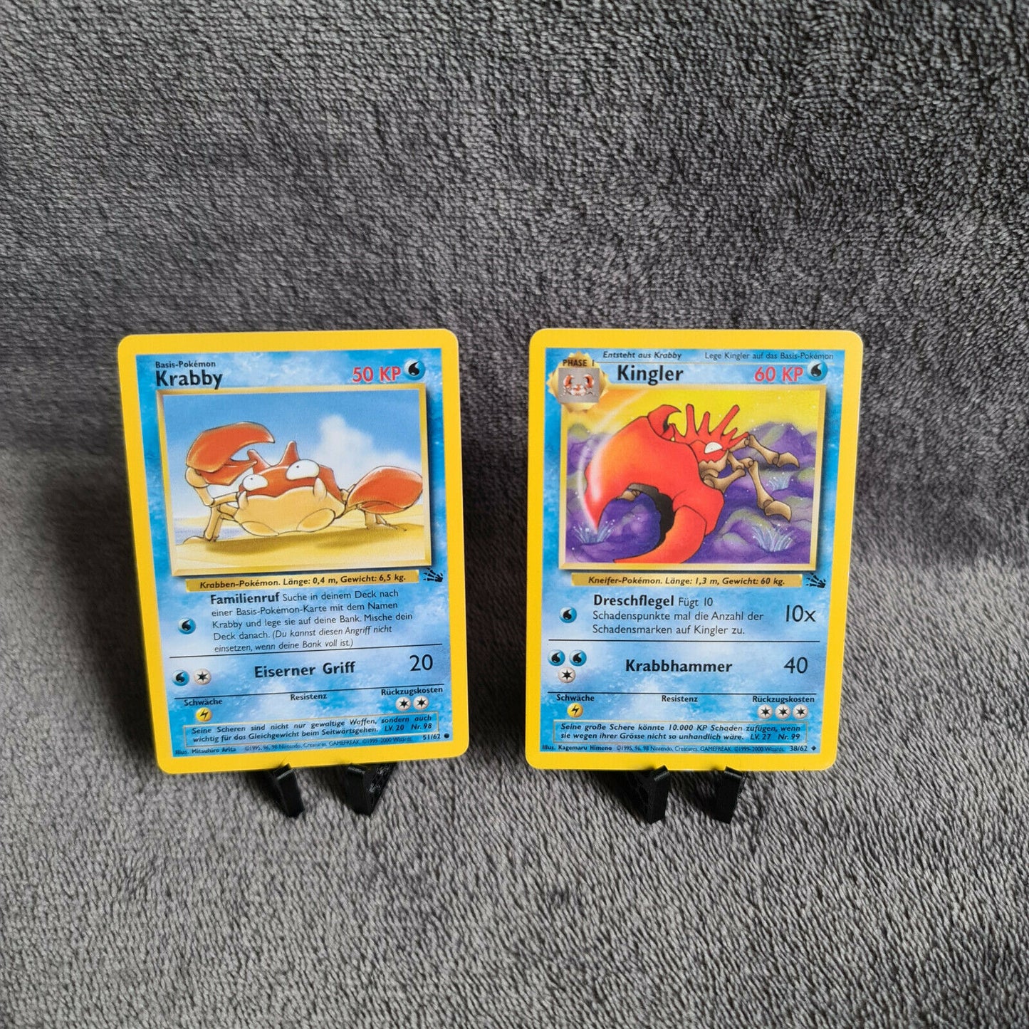 Pokemon Karten | Krabby 51/62 & Kingler 38/62 | TCG 1999 | deutsch | MINT