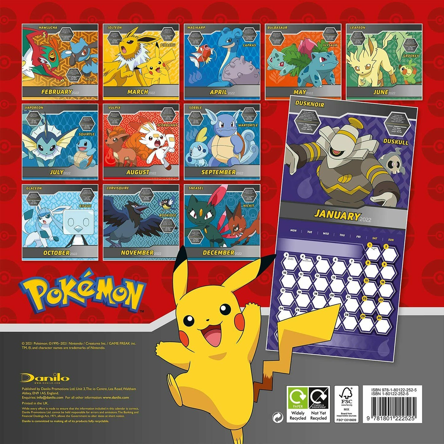 Pokemon Wandkalender / Kalender für Kinder 2022