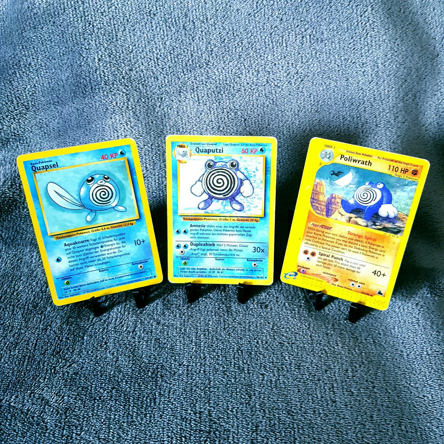 Pokemon - Full Set - Quapsel 59/102 Quaputzi 38/102 Quappo/Poliwrath 26/144