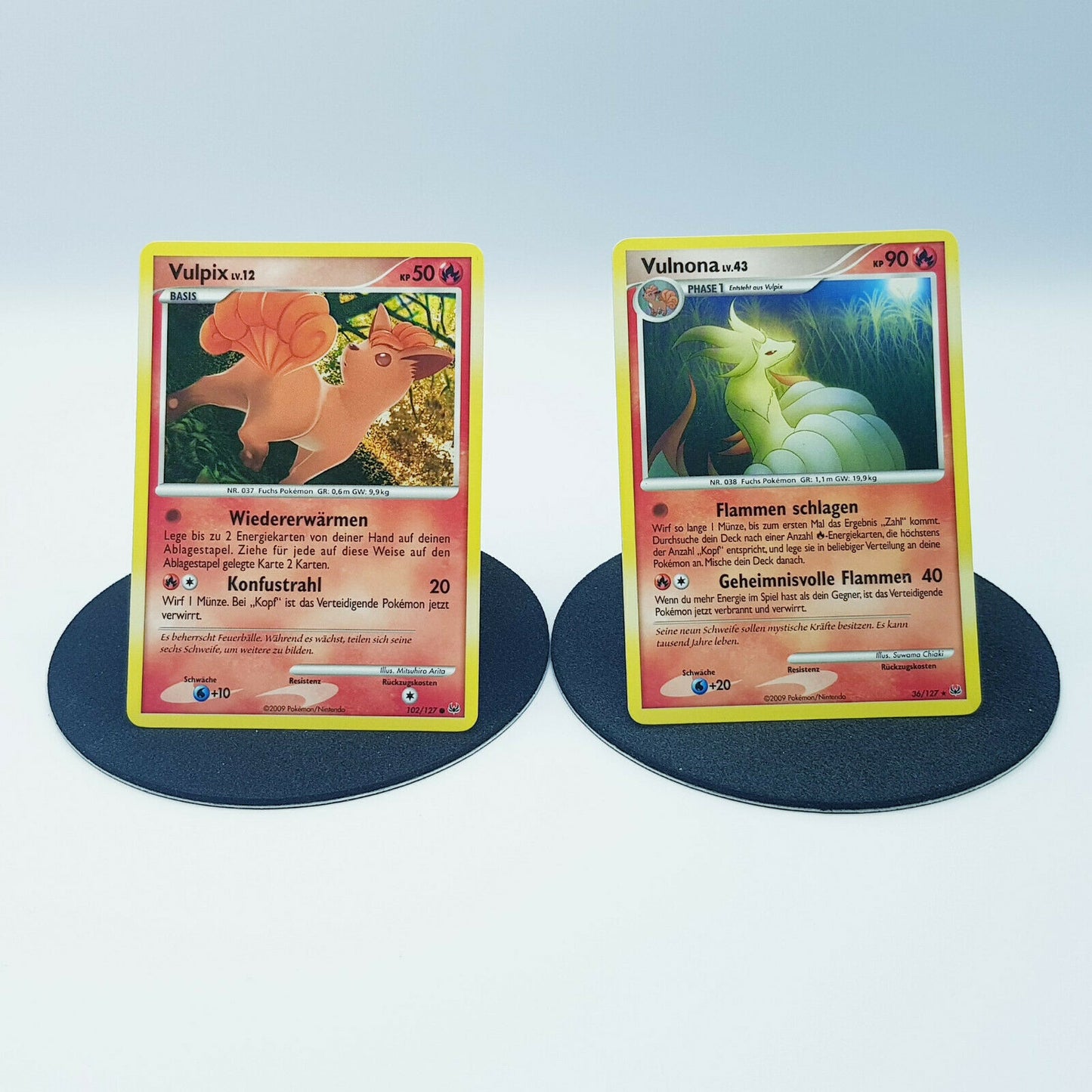 Pokemon Cards Vulpix 102/127 Vulnona 36/127 Platin 2009 near mint