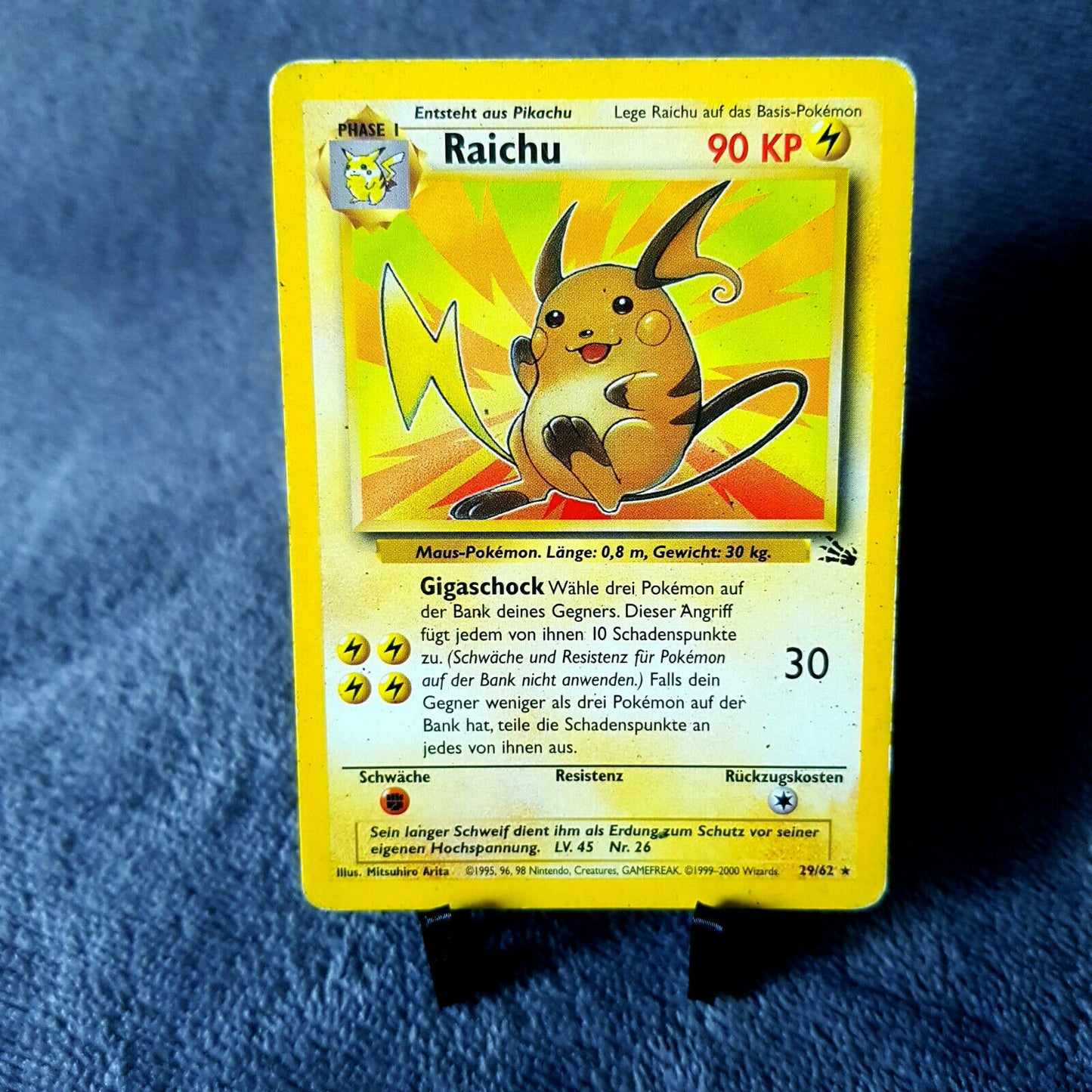 Pokemon - Raichu 29/62 rare - Fossil Set 2000 - GOOD condition