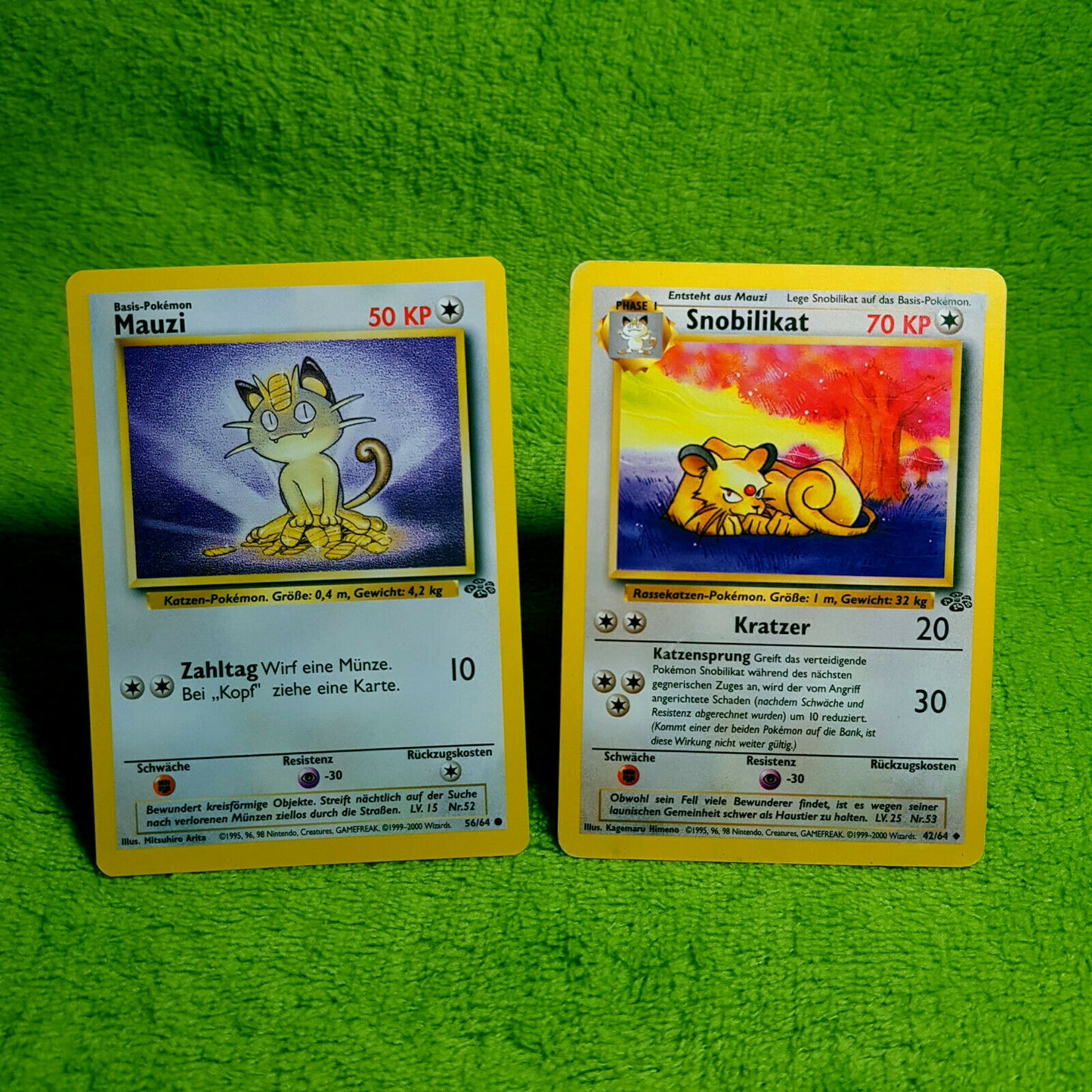 Pokemon Full Set - Mauzi 56/64 & Snobilikat 42/64 - Dschungel Set (2000) - GOOD