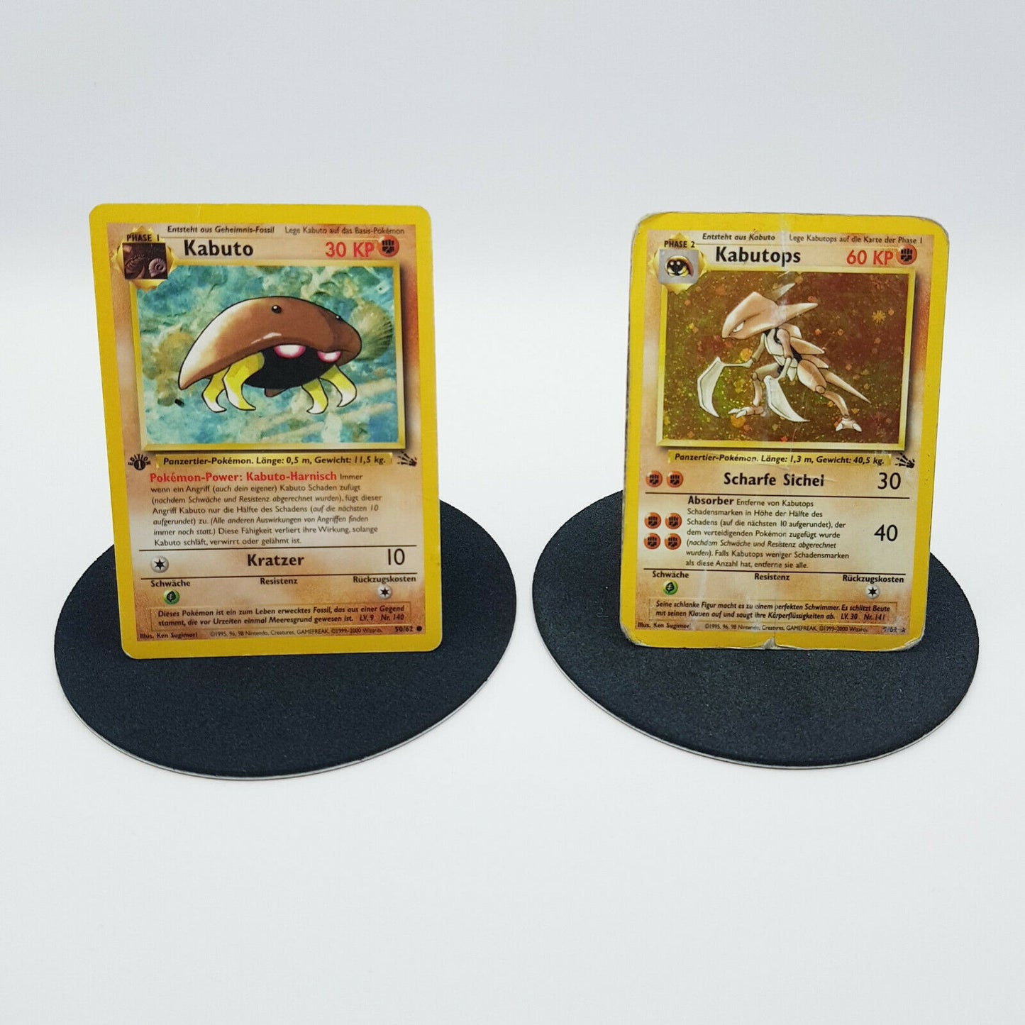 Pokemon Karten - Kabuto 50/62 1. Edition & Kabutops 9/62 Fossil Set 2000 deutsch