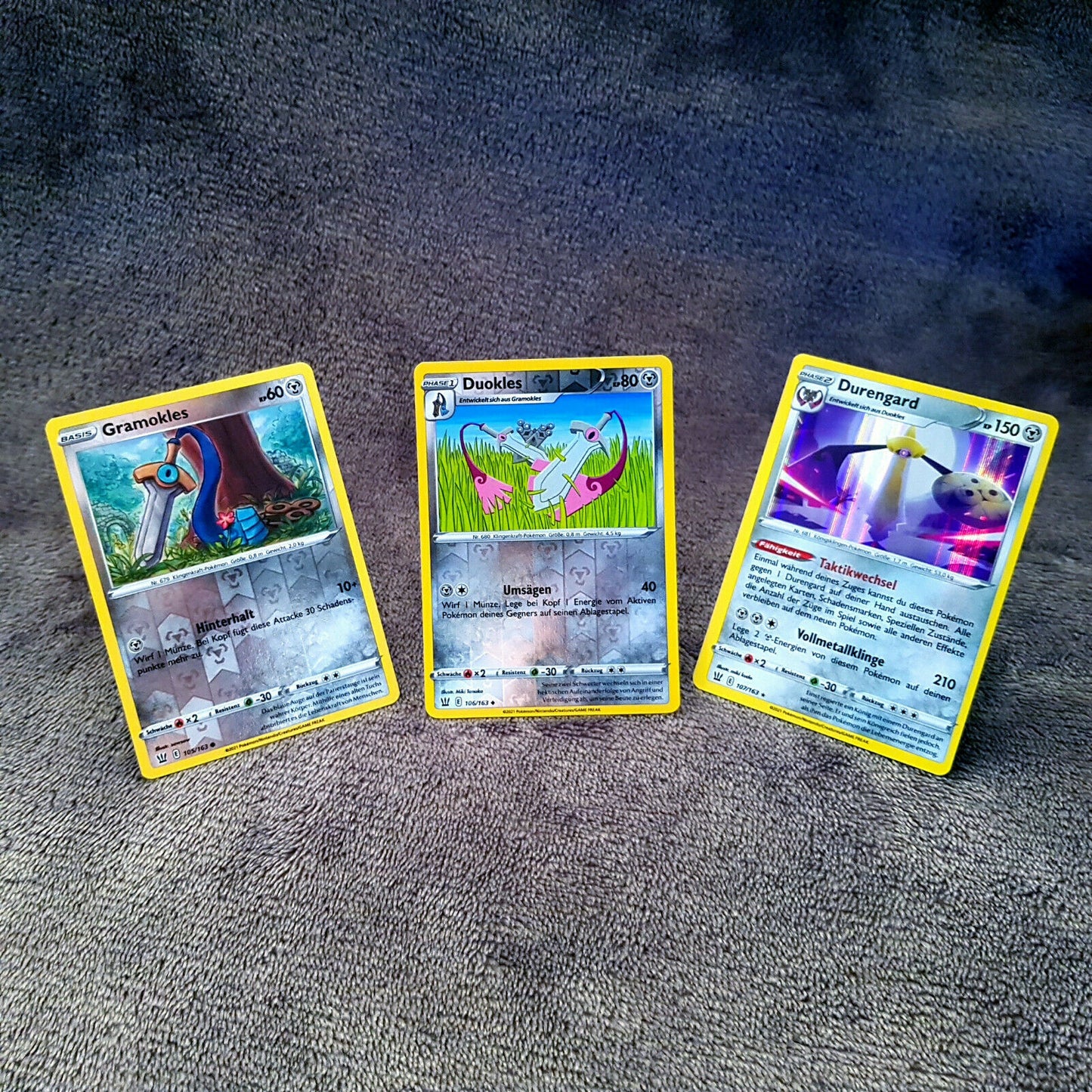 Pokemon - Gramokles 105/163 Duokles 106/163 Durengard 107/163 - all HOLO MINT