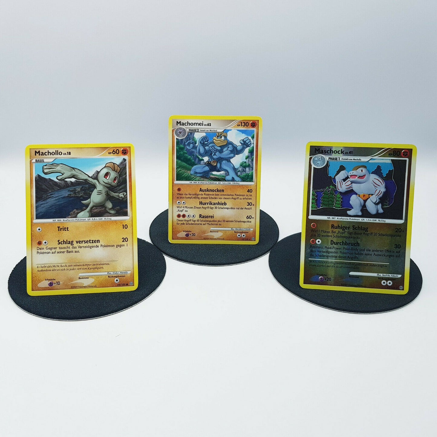 Pokemon Karten Machollo 64/100 Maschock 41/100 holo Machomei 20/100 2009