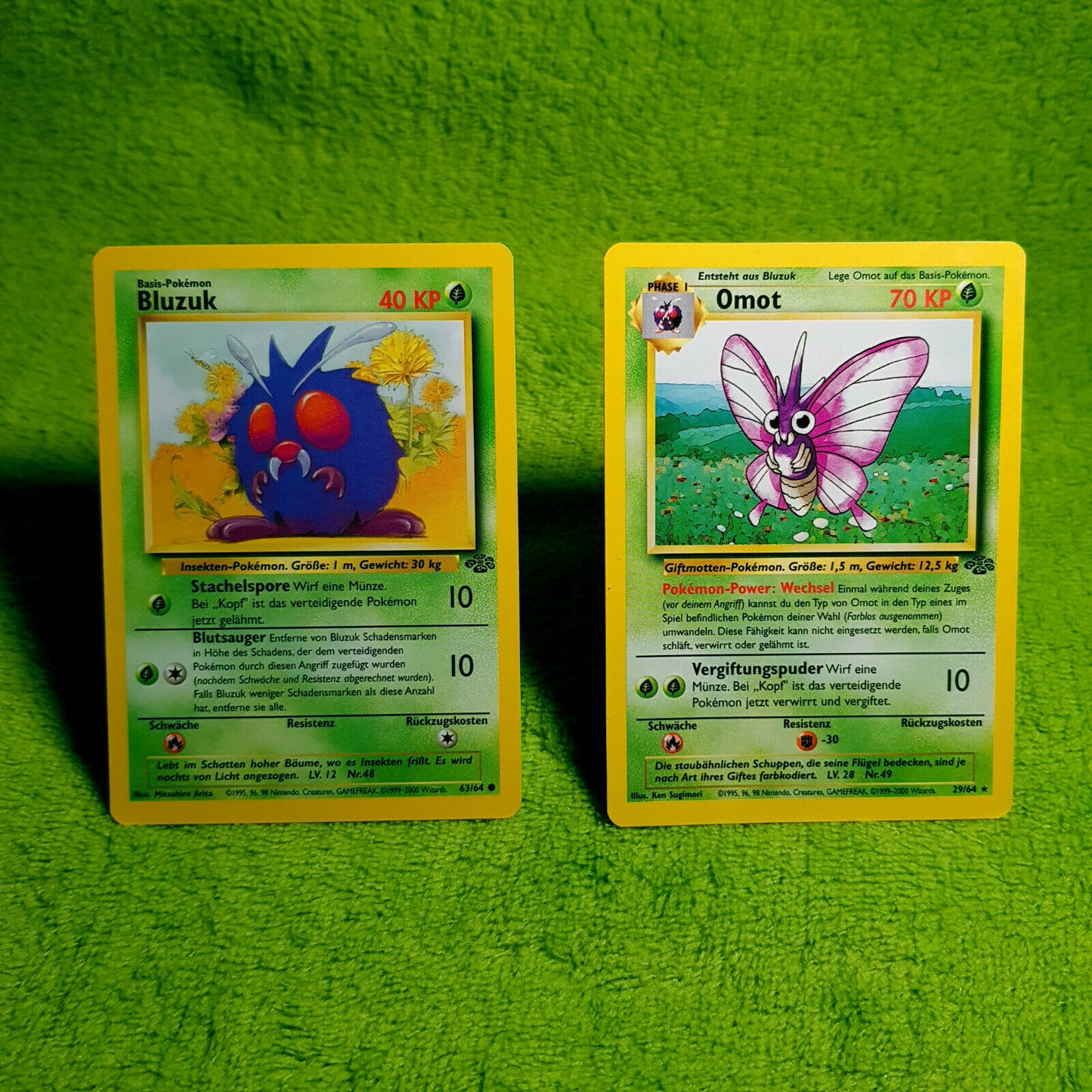 Pokemon Full Set - Bluzuk 63/64 & Omot 29/64 - Dschungel Set (2000) - MINT