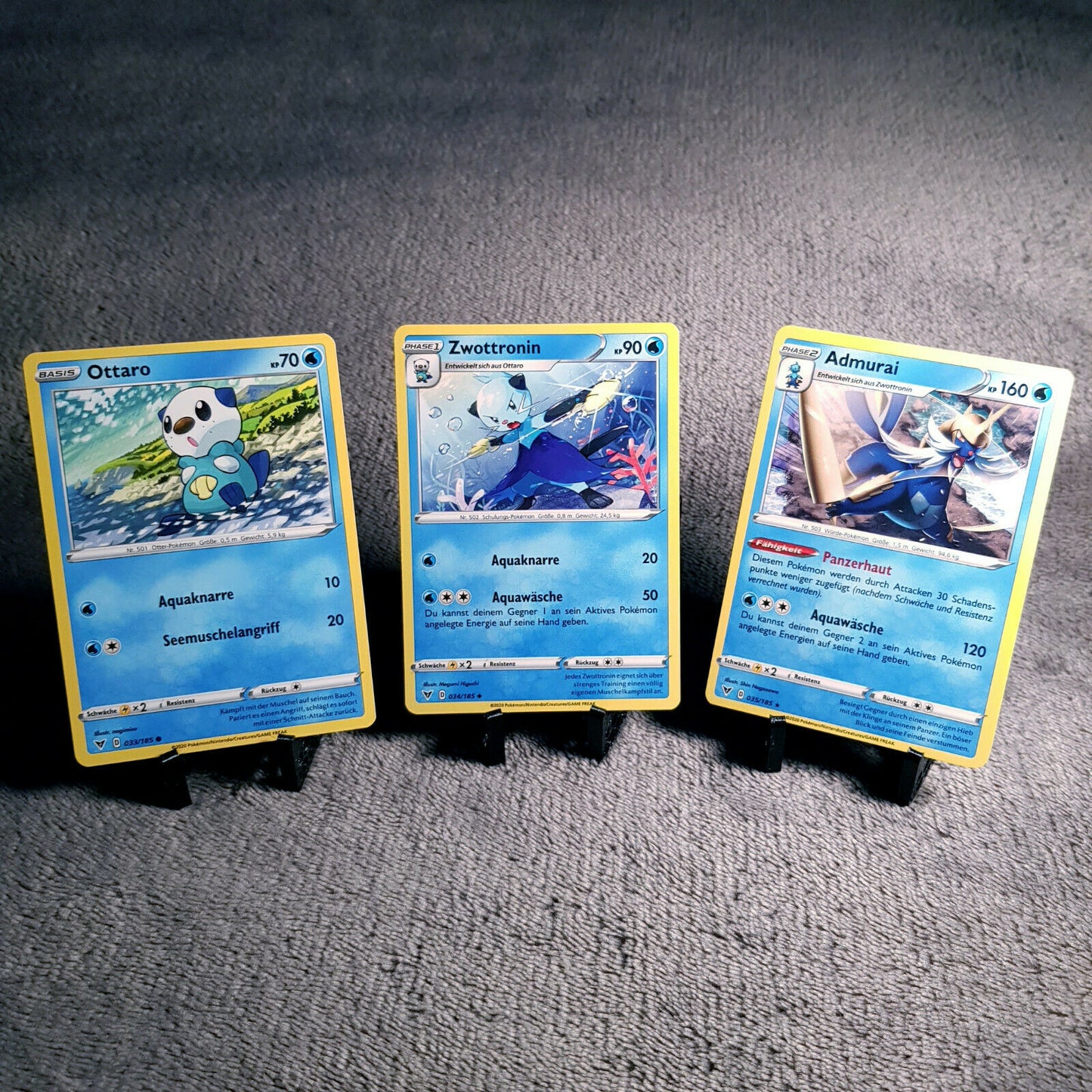 Pokemon Karten | Ottaro 33/185 & Zwottronin 34/185 & Admurai 35/185 rare | Mint