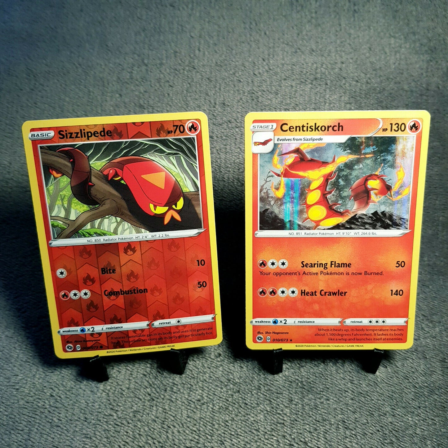 Pokemon Karten | Sizzlipede 9/73 holo & Centiskorch 10/73 rare holo | mint