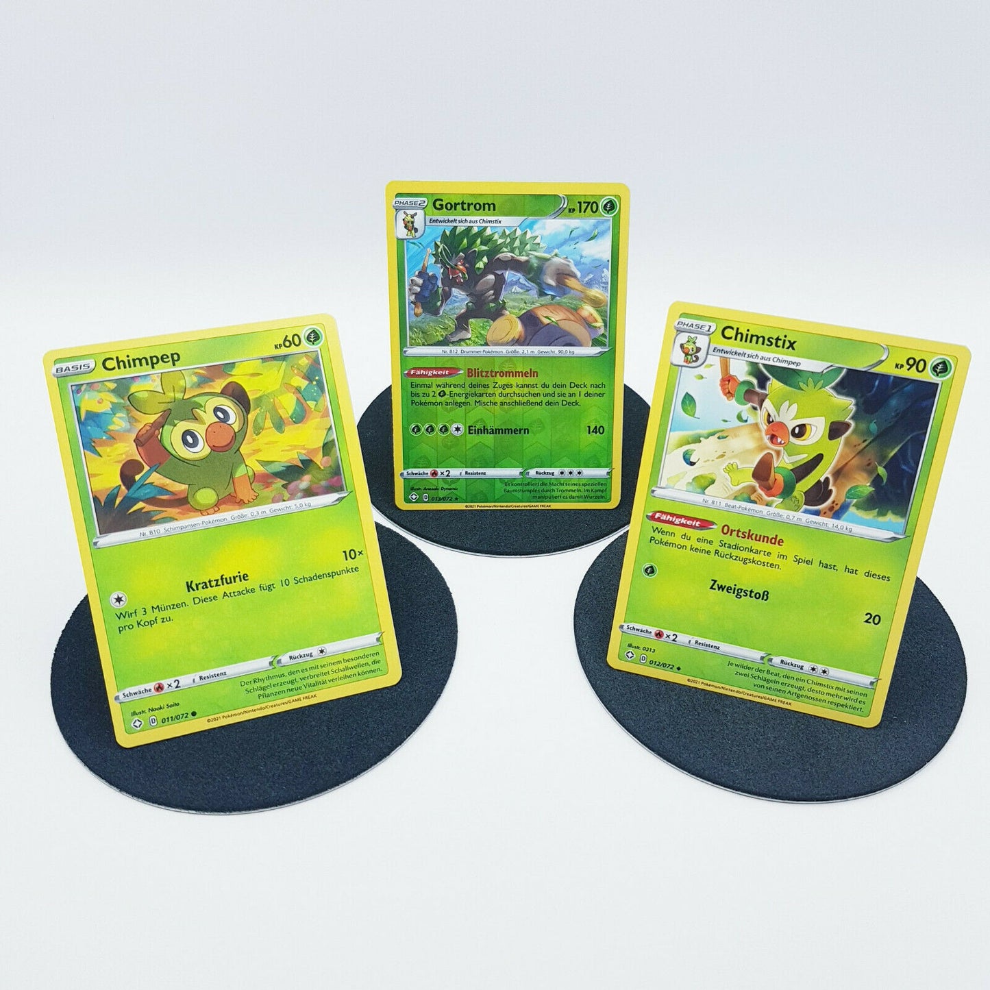 Pokemon Karten - Chimpep 011/072 Chimstix 012/72 Gortrom 013/072 holo MINT